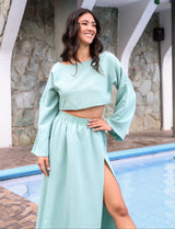 Conjunto de top y falda  con abertura