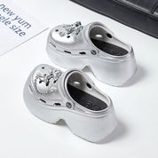 Crocs plateados con plataforma