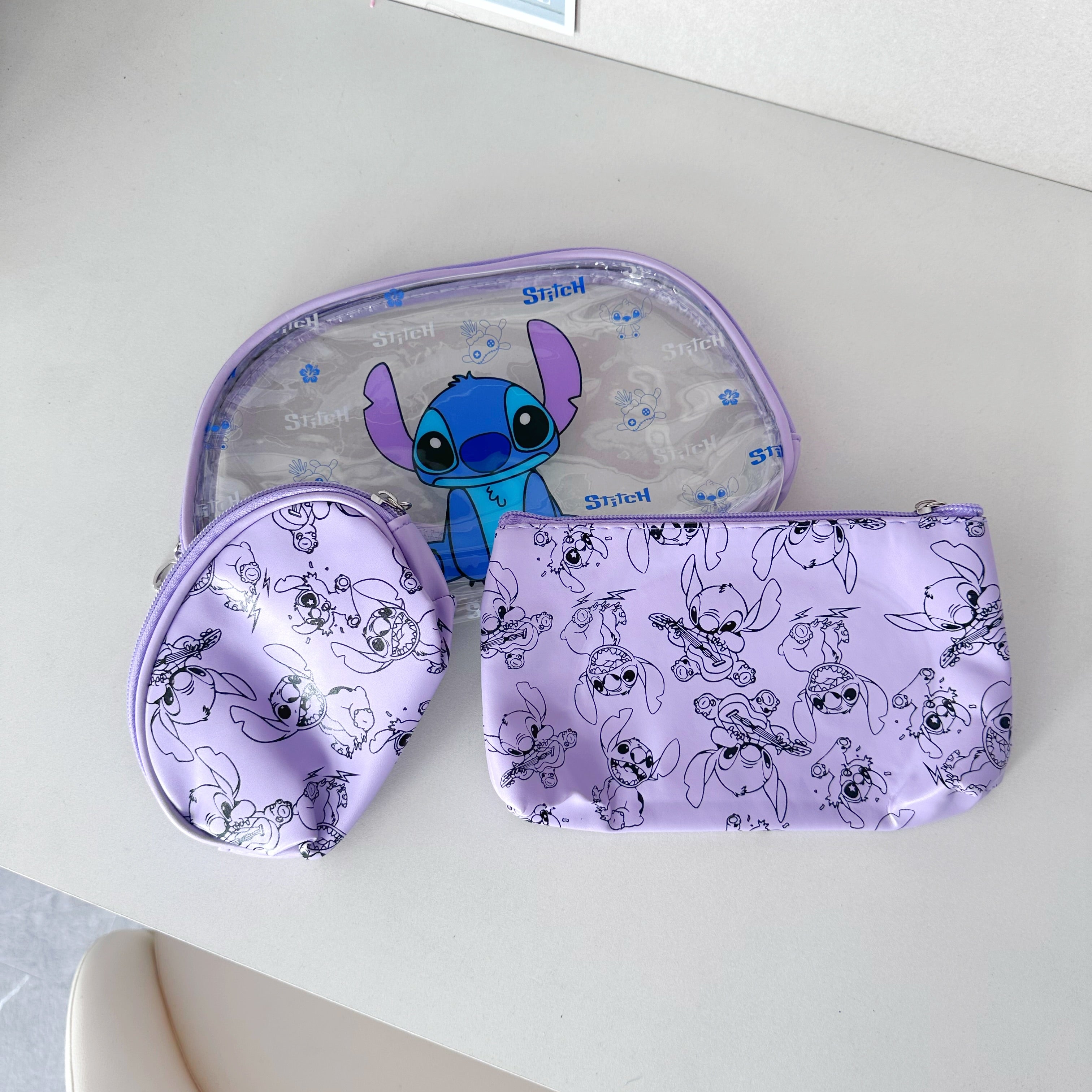Set de 3 cosmetiqueras de Stitch