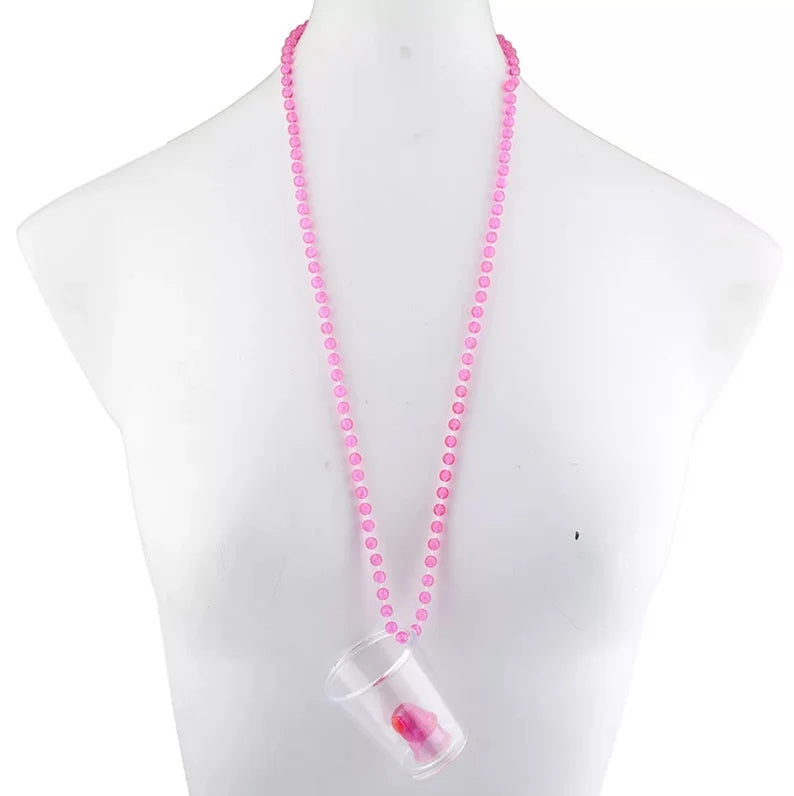 Vaso rosa para shot con collar