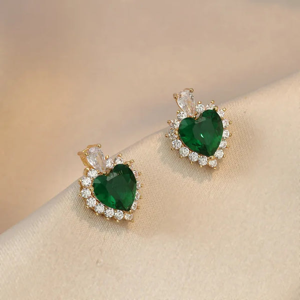Aretes de corazón verde