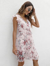 Vestido plisado con estampado floral