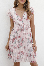 Vestido plisado con estampado floral