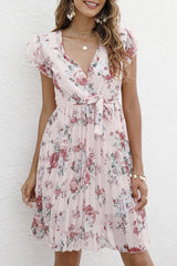 Vestido plisado con estampado floral