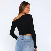 Blusa asimétrica de manga larga - Dressygt