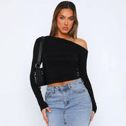 Blusa asimétrica de manga larga - Dressygt