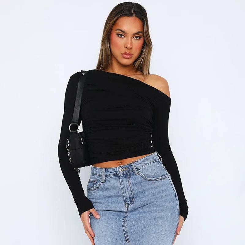 Blusa asimétrica de manga larga - Dressygt