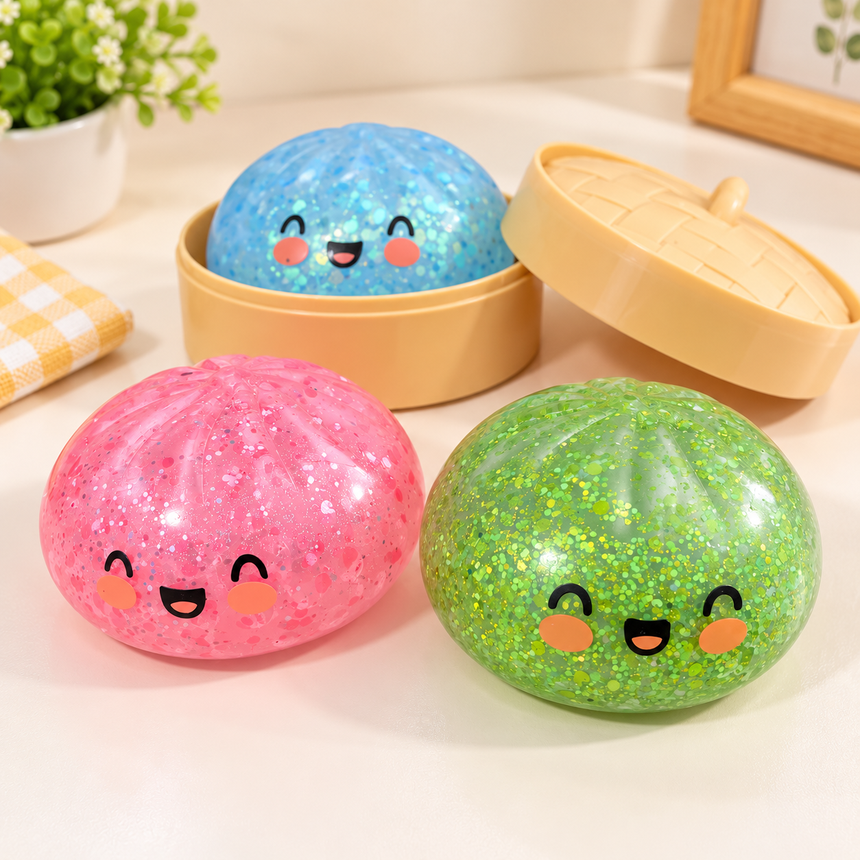 Docena de squishy dumpling sorpresa con glitter - Dressygt
