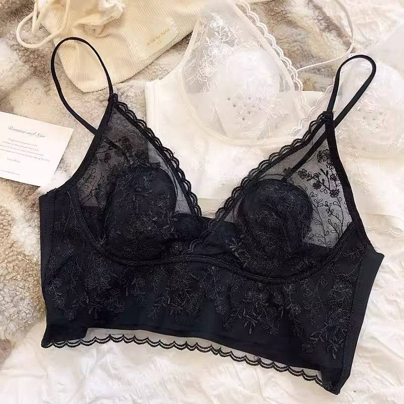 Bralette de tela ligera con encaje - Dressygt