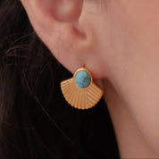 Aretes dorado y verde