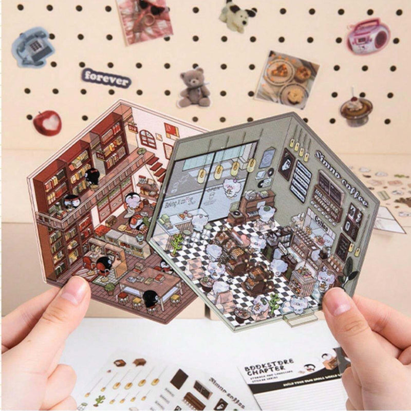 Stickers kawaii de paisaje 3D