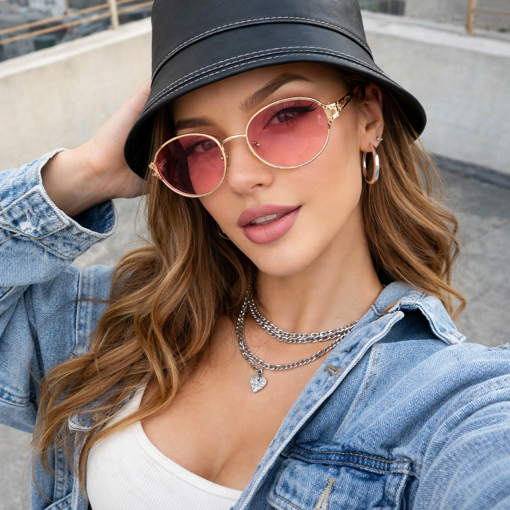 Lentes de sol ovalados con detalles dorados - Dressygt