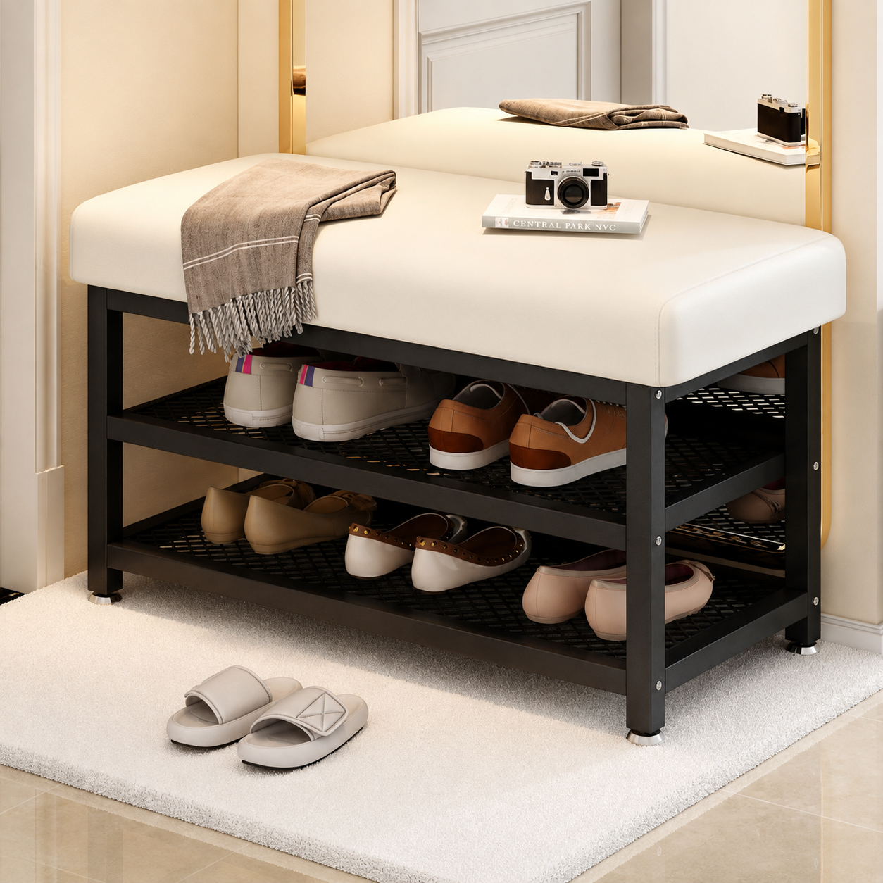 Banco organizador de zapatos con asiento