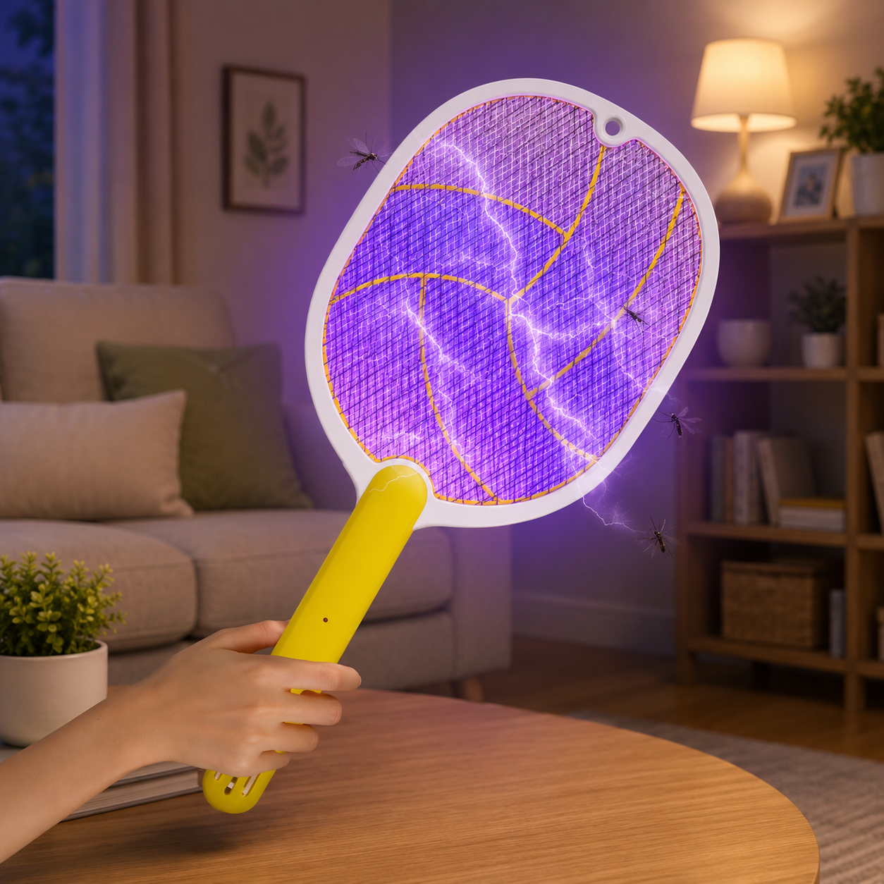 Raqueta eléctrica mata mosquitos recargable