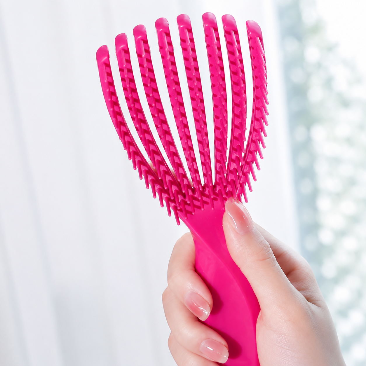 Mini cepillo desenredante flexible para cabello