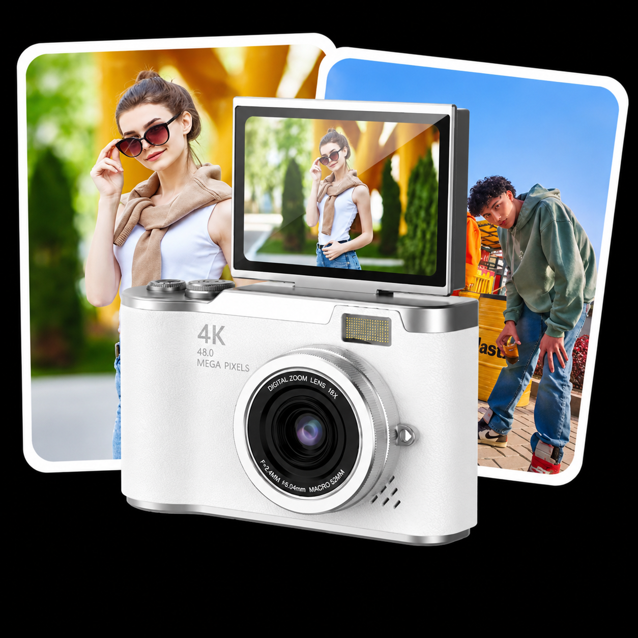 Cámara digital 4K con pantalla abatible