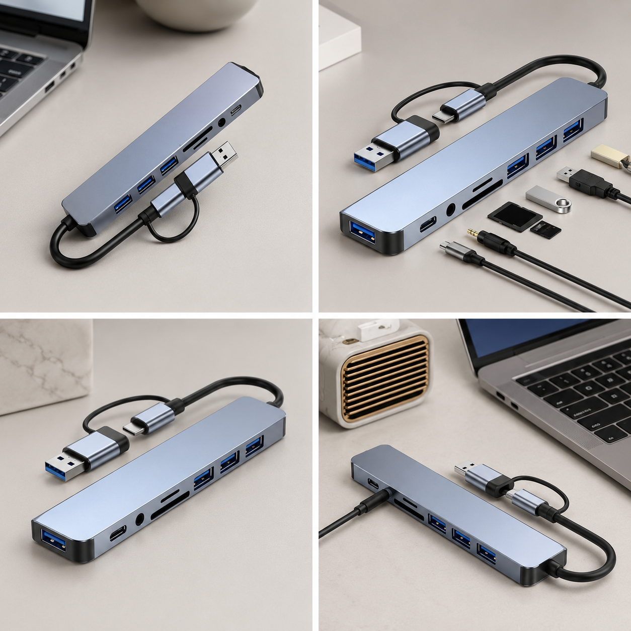 Adaptador USB-C 8 en 1 para Laptop
