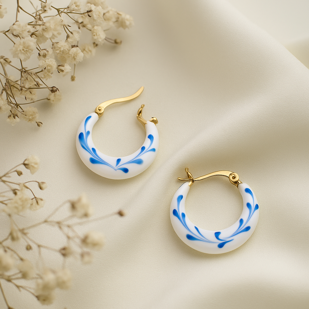 Aretes blancos con detalles azules - Dressygt