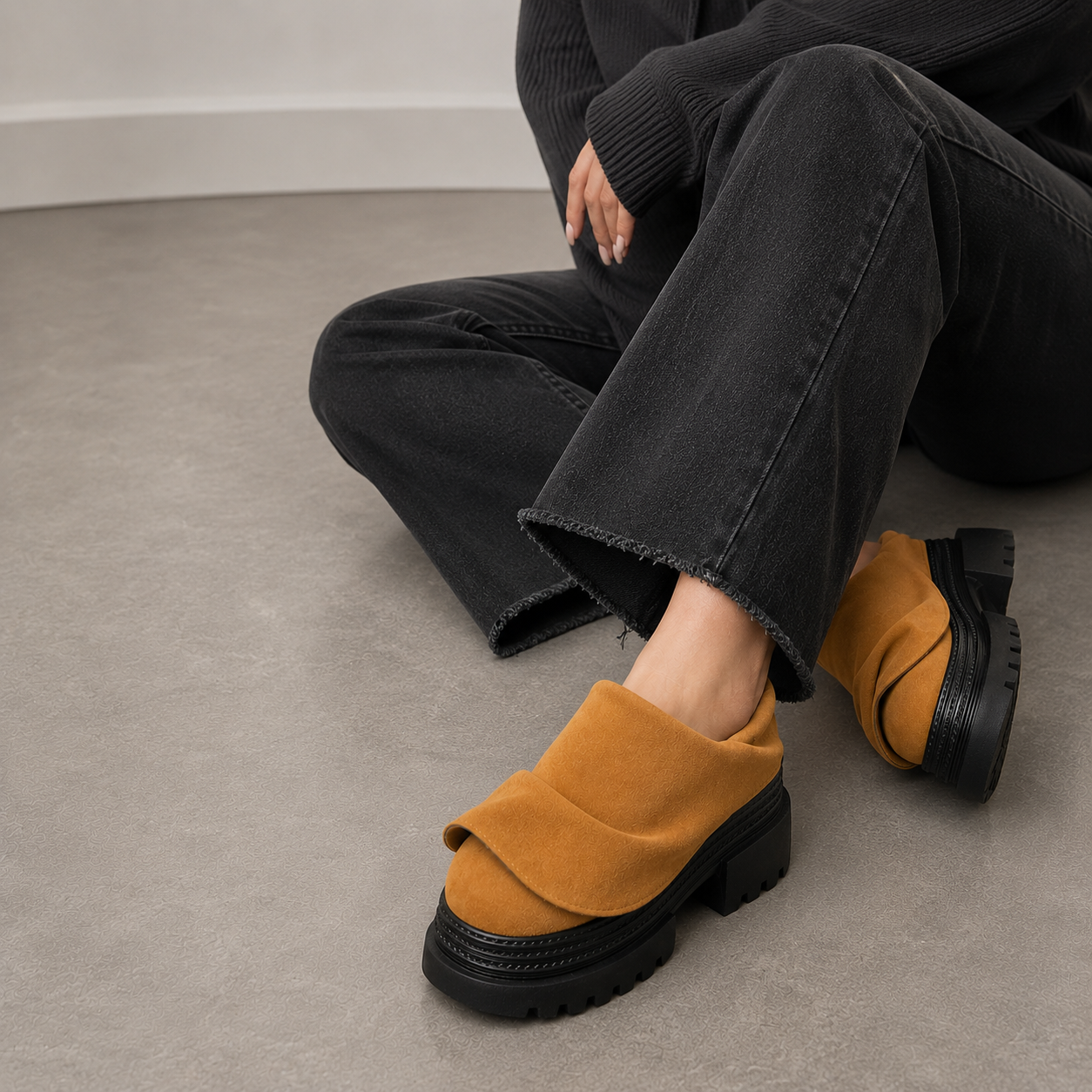 Zapatos de gamuza con suela chunky