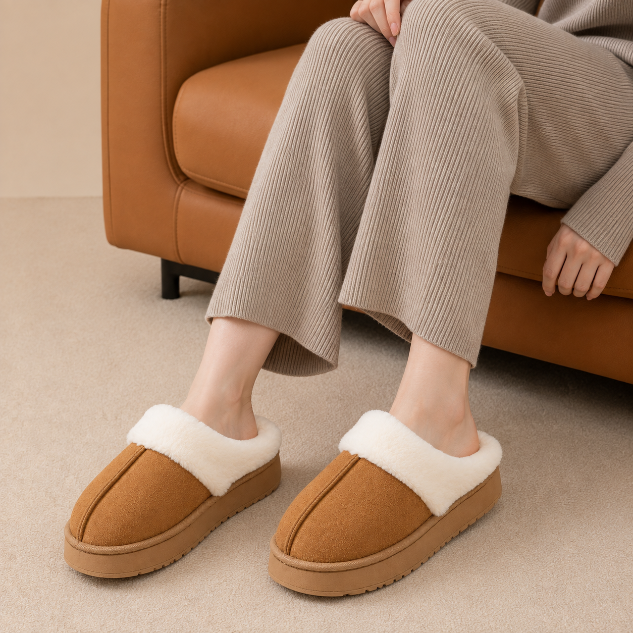 Pantuflas cozy con interior de felpa suave