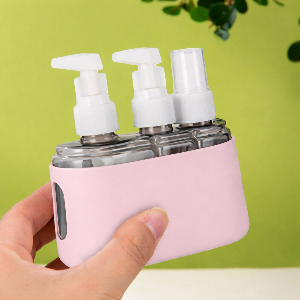 Set dispensador de viaje recargable 3 en 1
