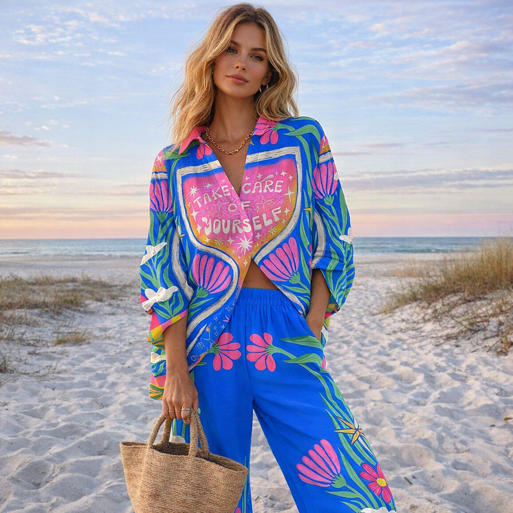 Conjunto de camisa y pantalón con estampado - Dressygt