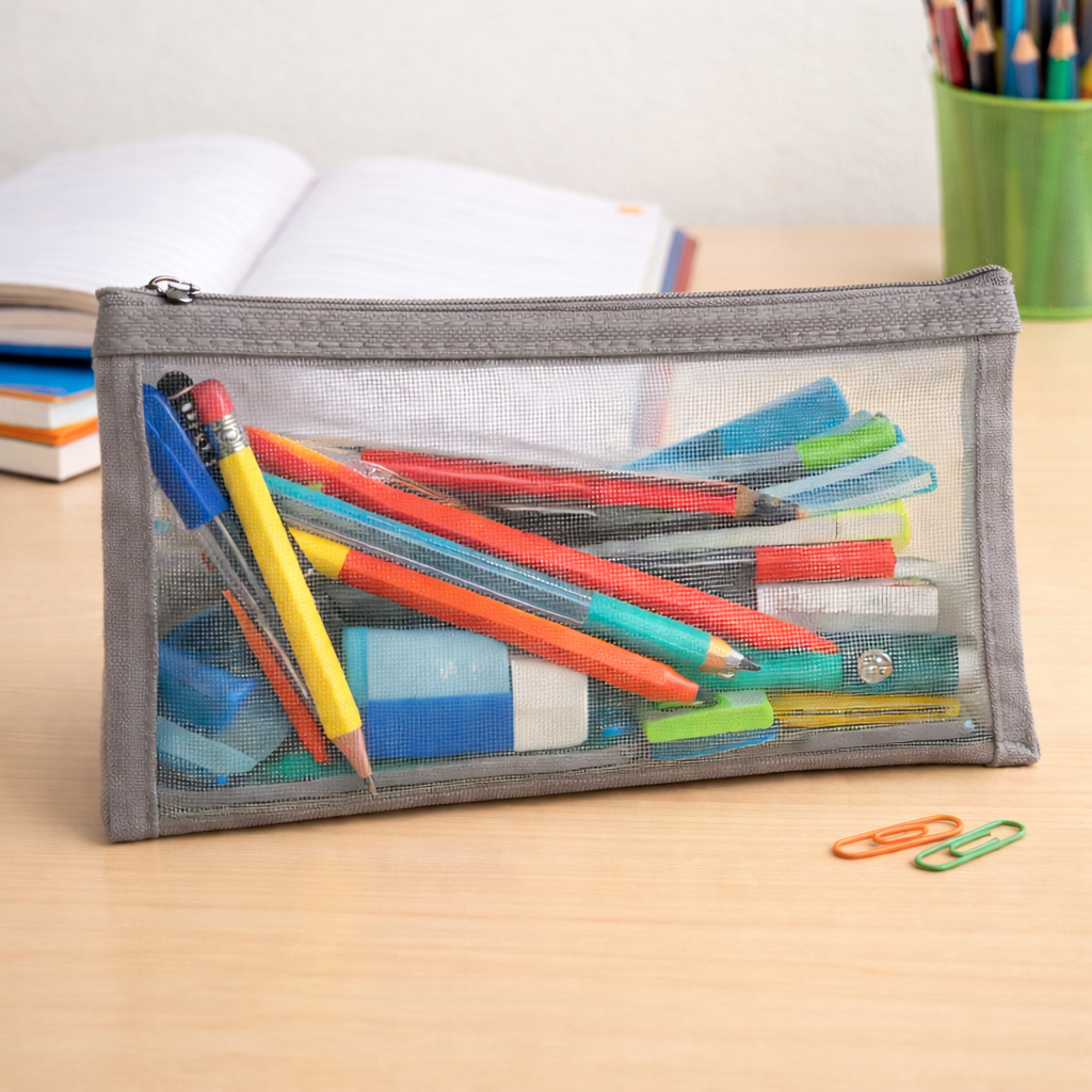 Estuche semitransparente con zíper