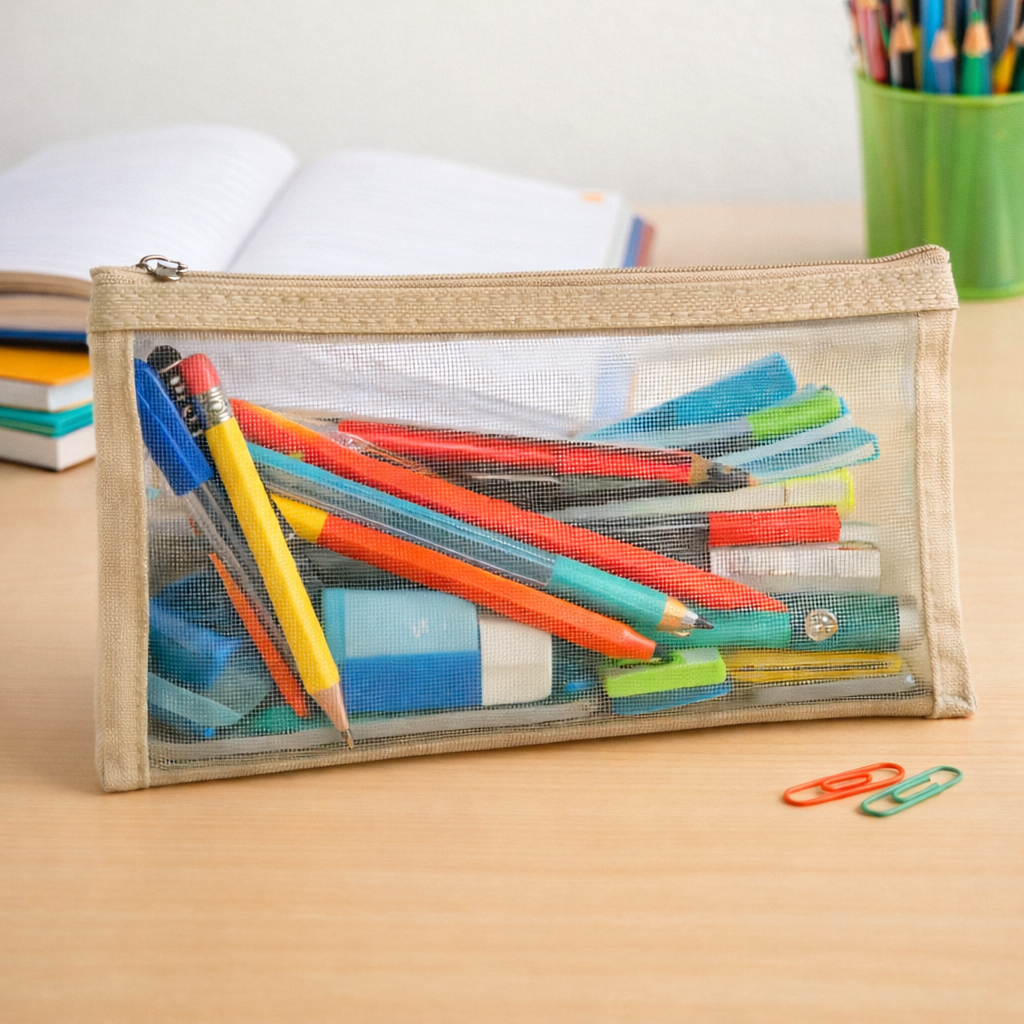 Estuche semitransparente con zíper