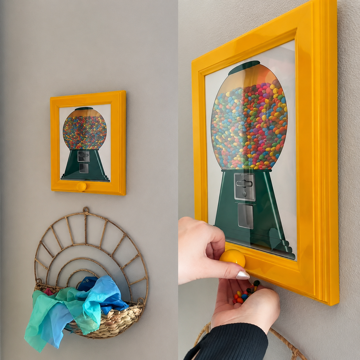 Cuadro dispensador de dulces retro para pared