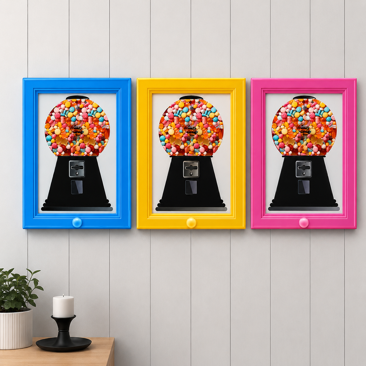 Cuadro dispensador de dulces retro para pared