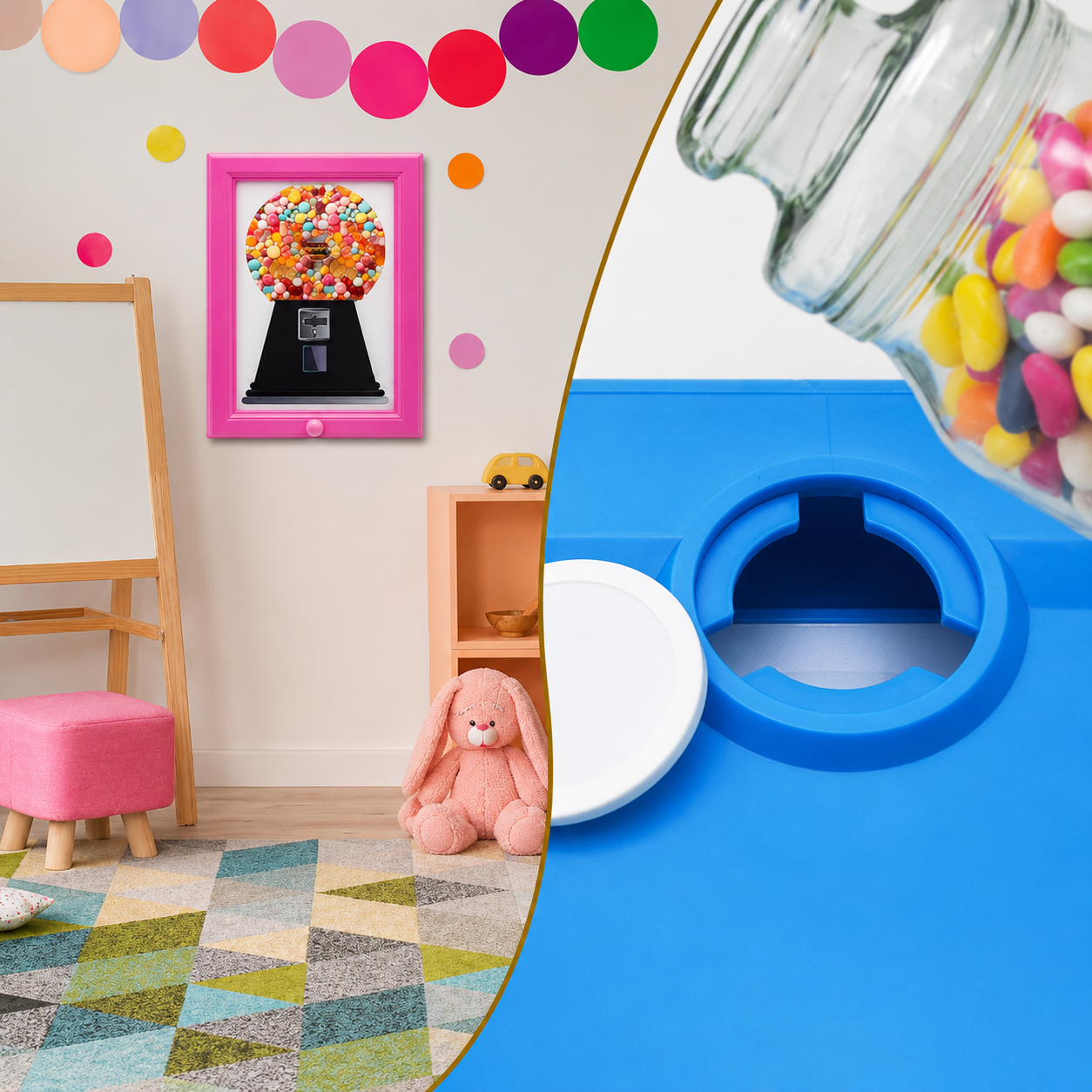 Cuadro dispensador de dulces retro para pared
