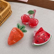 Docena de ganchos para cabello con diseño de frutas