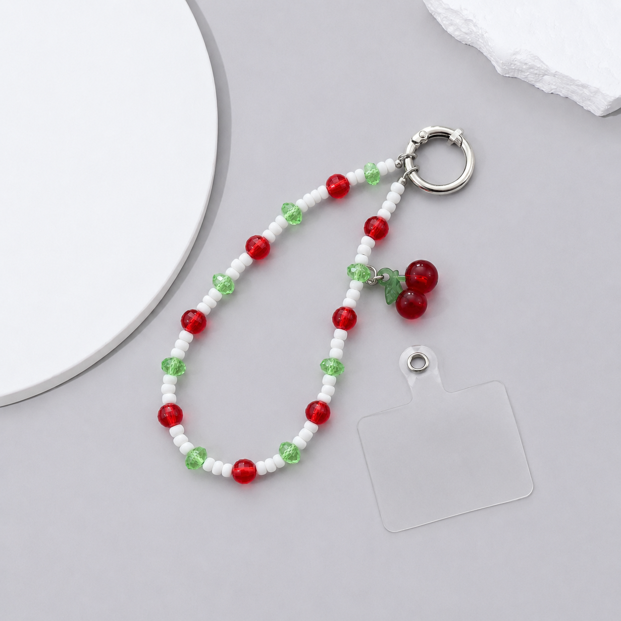 Strap para celular de cuentas con cerezas
