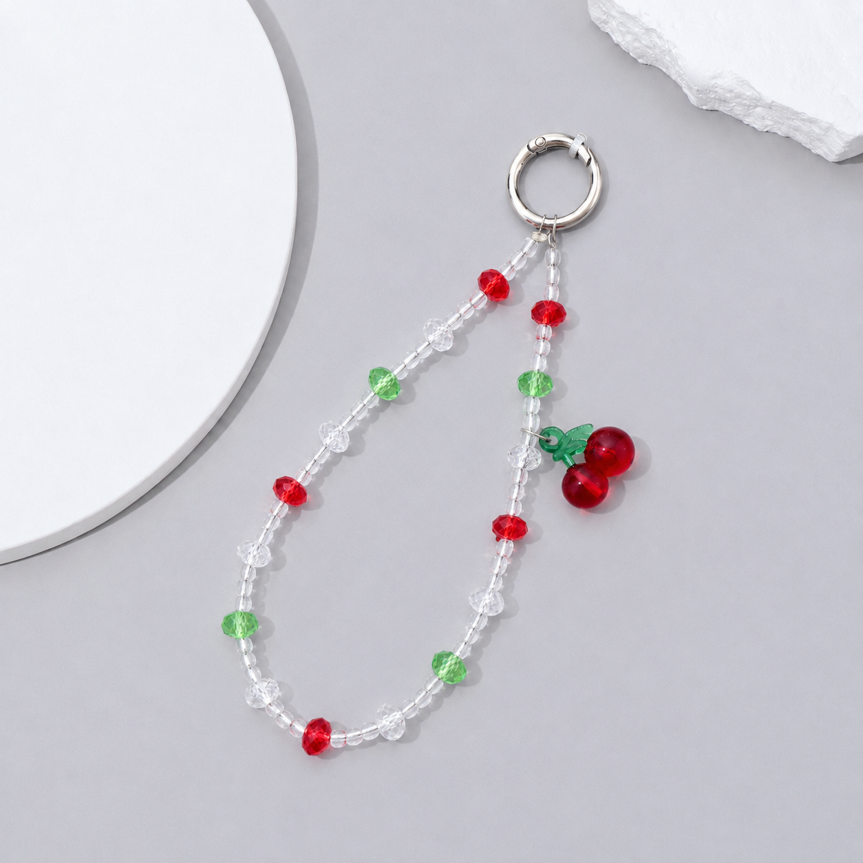 Strap para celular de cuentas con cerezas