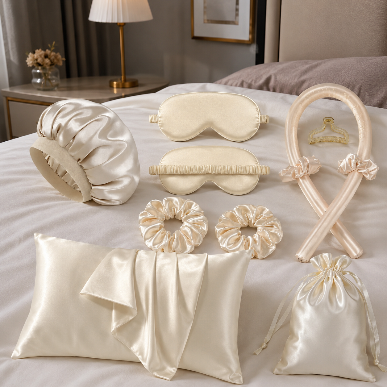 Set de accesorios de satín para cabello