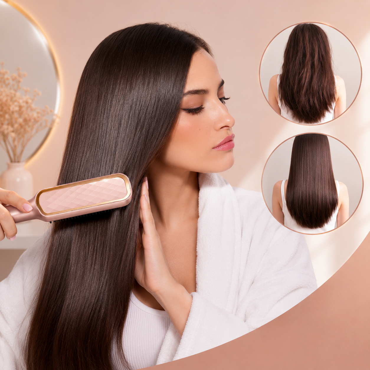 Cepillo alisador de cabello con pantalla LED