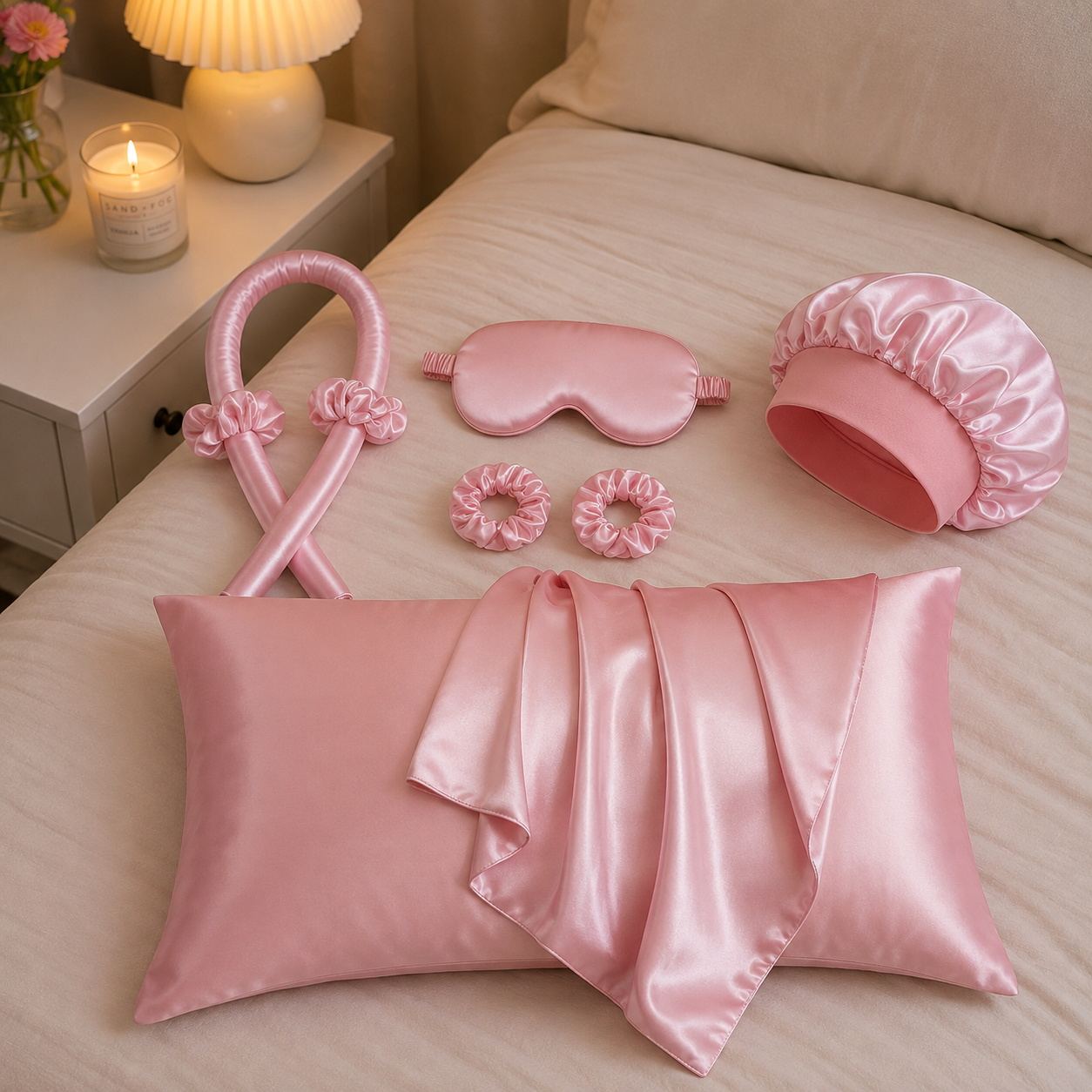 Set de satín para cabello de 6 piezas