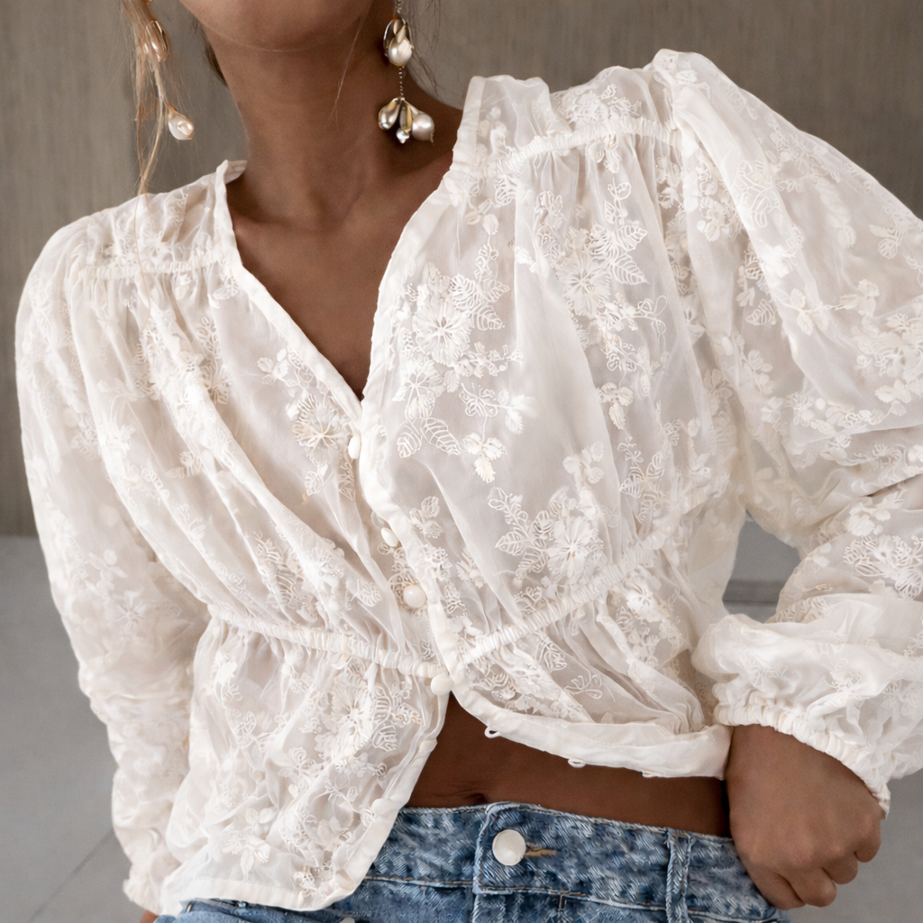 Blusa manga amplia semi transparente - Dressygt