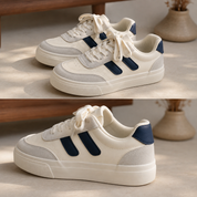 Tenis Casual Crema con Azul