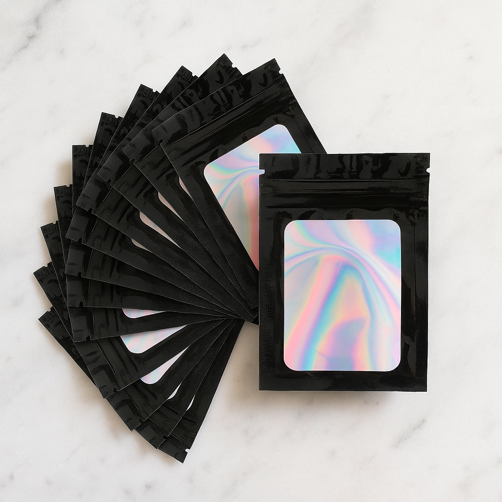 Ciento de bolsas para empaque holográficas de 10X7cm