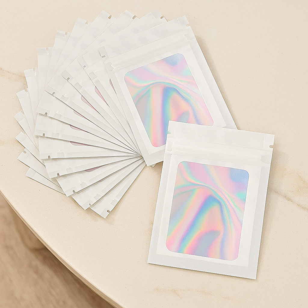 Ciento de bolsas para empaque holográficas de 10X7cm