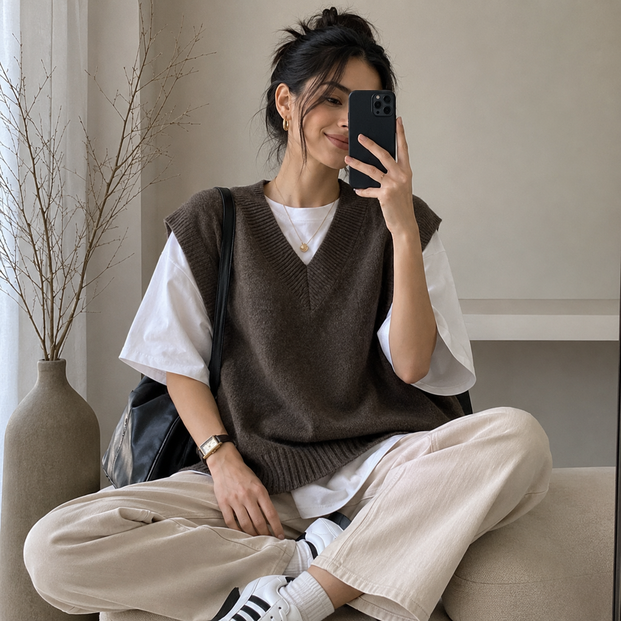 Chaleco Tejido Oversize Cuello V