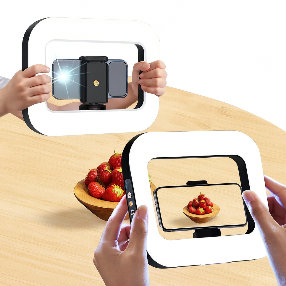 Aro de luz LED cuadrado para celular