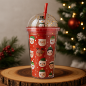 Vaso navideño con tapa de globo de nieve