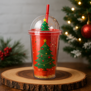 Vaso navideño con tapa de globo de nieve