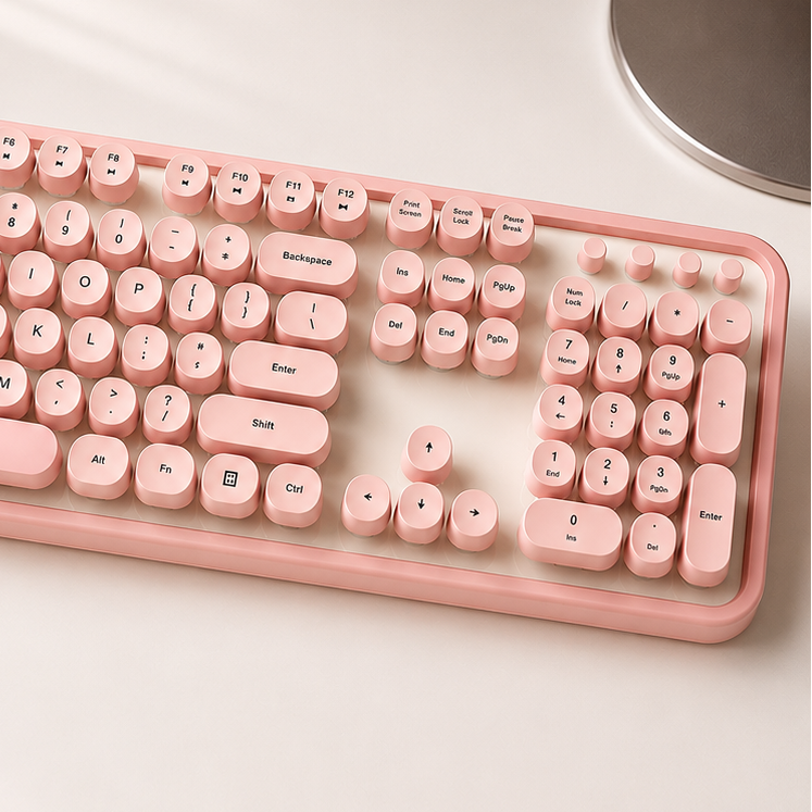 Teclado retro con teclas redondas