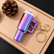 Llavero mini tumbler con acabado metálico