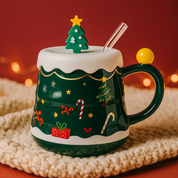 Taza de navideña con decoración 3D