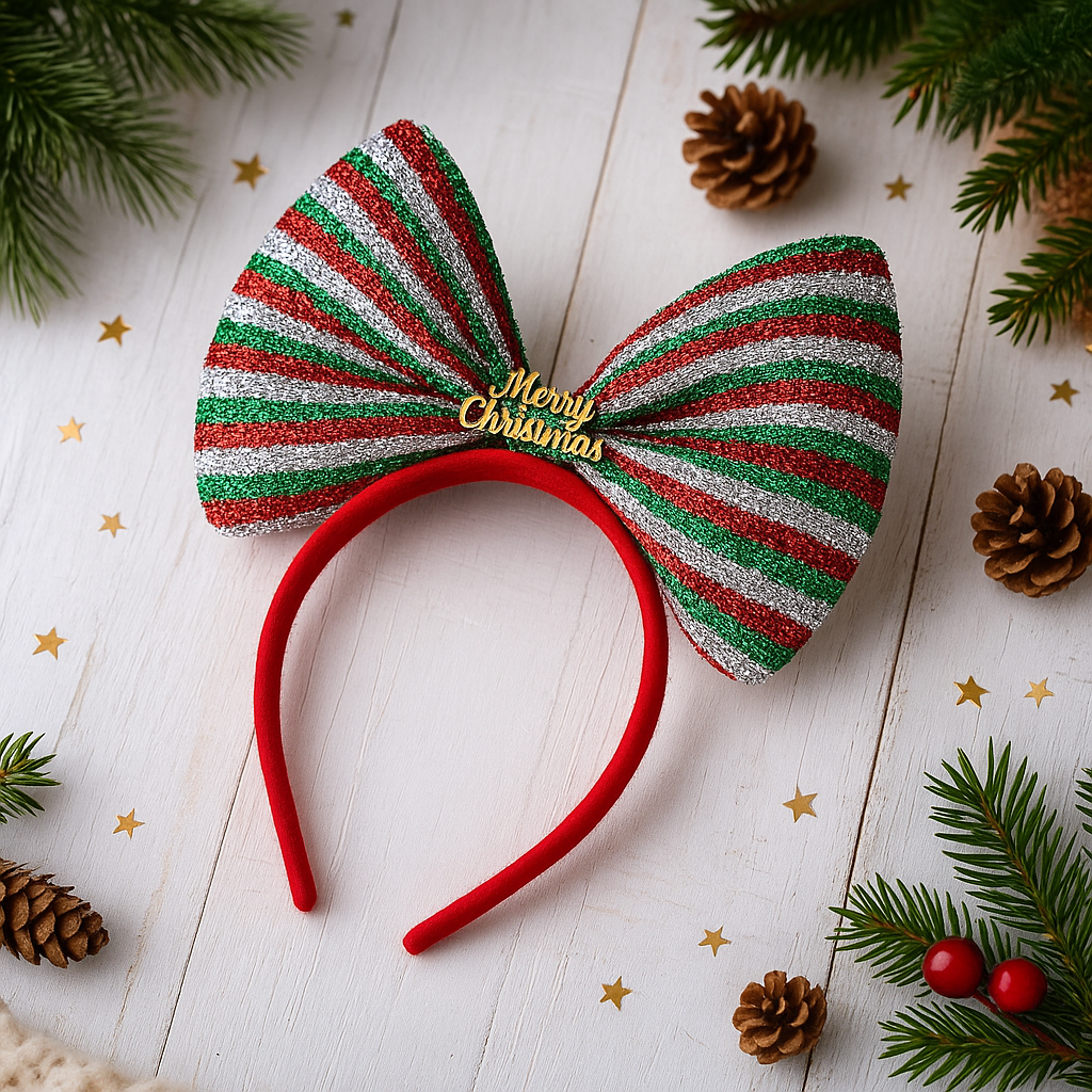 Diadema navideña con moño y luces LED - Dressygt