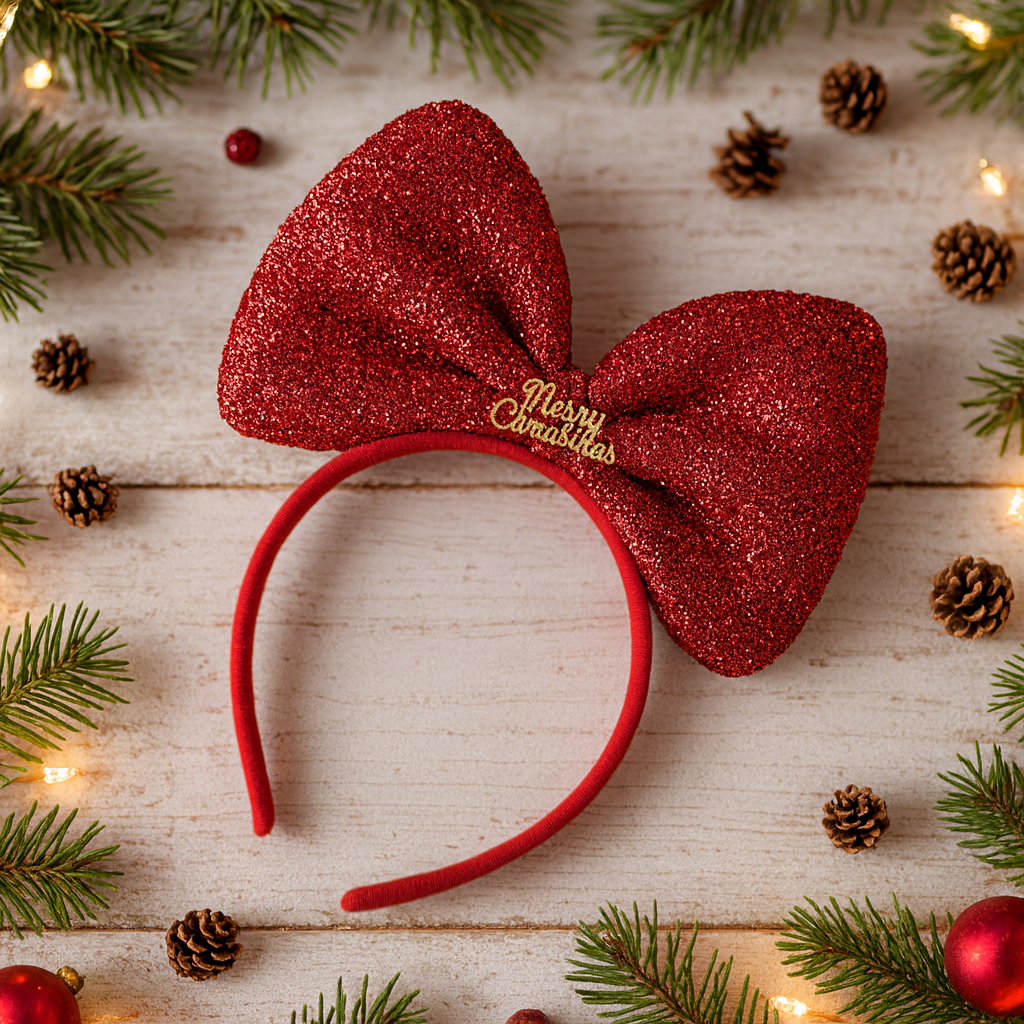 Diadema navideña con moño y luces LED - Dressygt